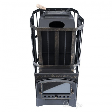 Печь для бани Сибирь 25 М ЗК, чугун + сталь, сетка