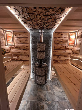 Печь чугунная "Атмосфера L" сетка нержавейка с газовой горелкой ПроМеталл