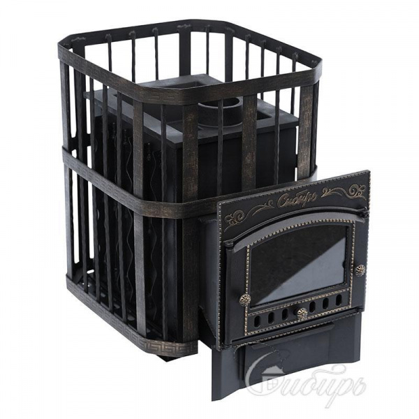 Печь для бани Сибирь 25 М, чугун + сталь, сетка