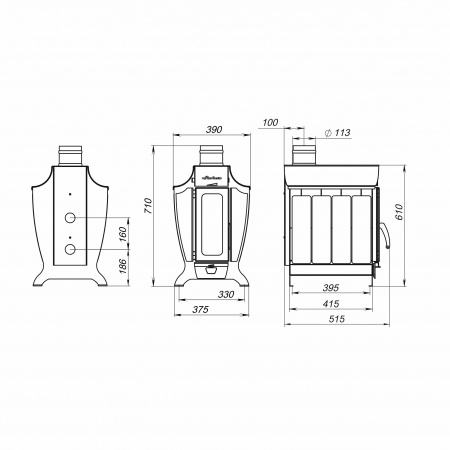 Отопительная печь Стокер 100-G плитой, Ермак