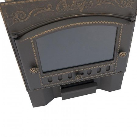 Печь для бани чугунная Сибирь 24, каминная дверца, кованная сетка