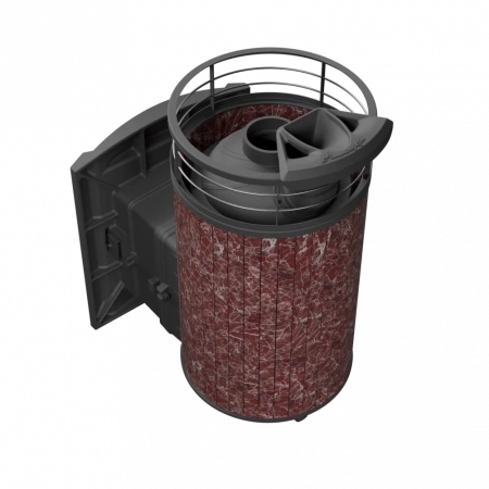 Печь чугунная "Атмосфера L" Россо Леванто ламель+сетка с газовой горелкой ПроМеталл