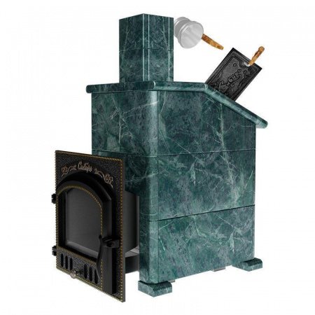 Печь для бани Сибирь 40 П ЗК, чугун + сталь, в облицовке змеевик