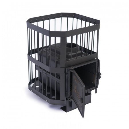 Чугунная печь для бани Сибирь 15 сетка, без выносной топки