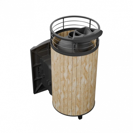 Печь чугунная "Атмосфера XL" Окаменевшее дерево ламель+сетка с газовой горелкой ПроМеталл