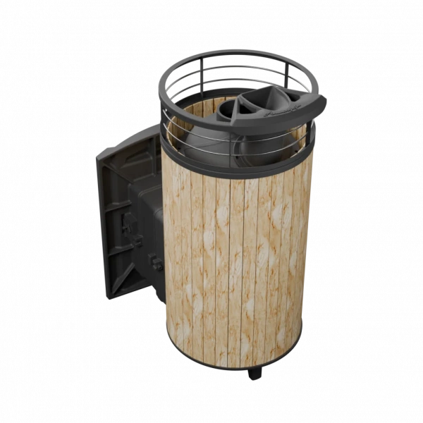 Печь чугунная "Атмосфера XL" Окаменевшее дерево ламель+сетка с газовой горелкой ПроМеталл