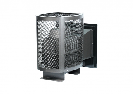 Печь для бани чугунная Сибирь 24 дверца со стеклом, сетка PRO