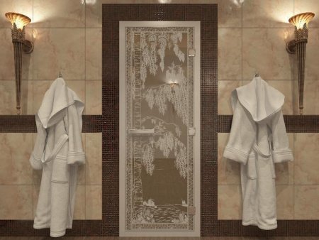 Дверь в Хамамм «Березка» бронза прозрачная 1900х700