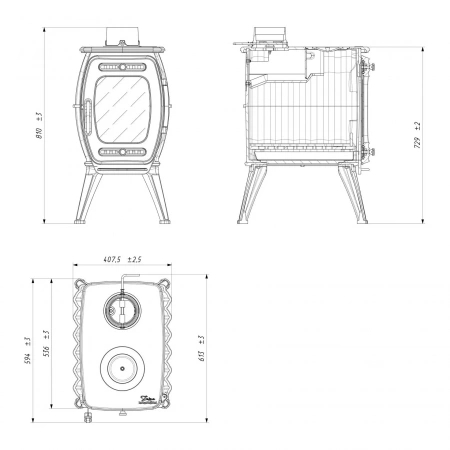 Печь- камин чугунный с плитой "Бахта-II "  ПроМеталл