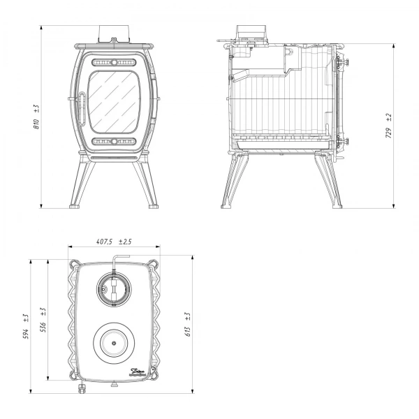 Печь- камин чугунный с плитой "Бахта-II "  ПроМеталл