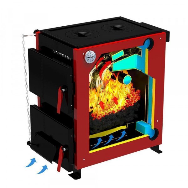 Котел твердотопливный Ураган 10 с плитой