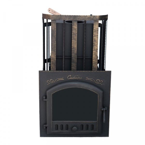 Печь для бани Сибирь 25 П ЗК, чугун + сталь, сетка