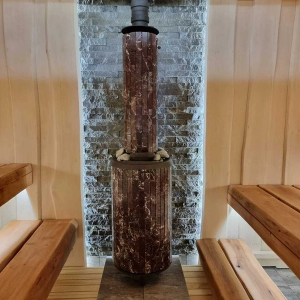 Печь чугунная "Атмосфера XL" в ламелях "Россо Леванто" ПроМеталл