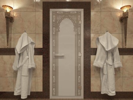 Дверь в Хамамм «Восточная арка» бронза матовая 1900х700