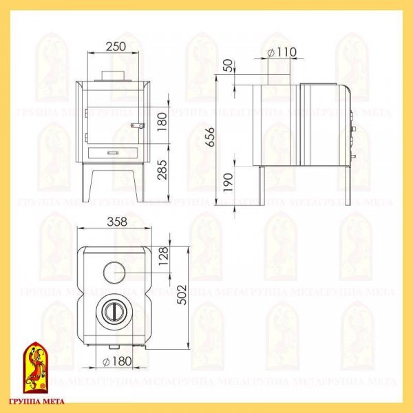 Буржуйка Мета Гном-2 с плитой