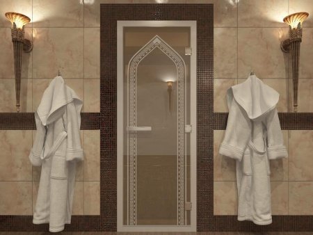 Дверь в Хамамм «Арка» бронза прозрачная 1900х700