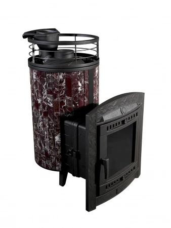 Печь чугунная "Атмосфера L" Россо Леванто ламель+сетка ПроМеталл