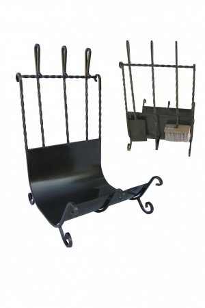 Дровница + набор для камина 3 предмета, кованные,70х47х45 см (бронза)