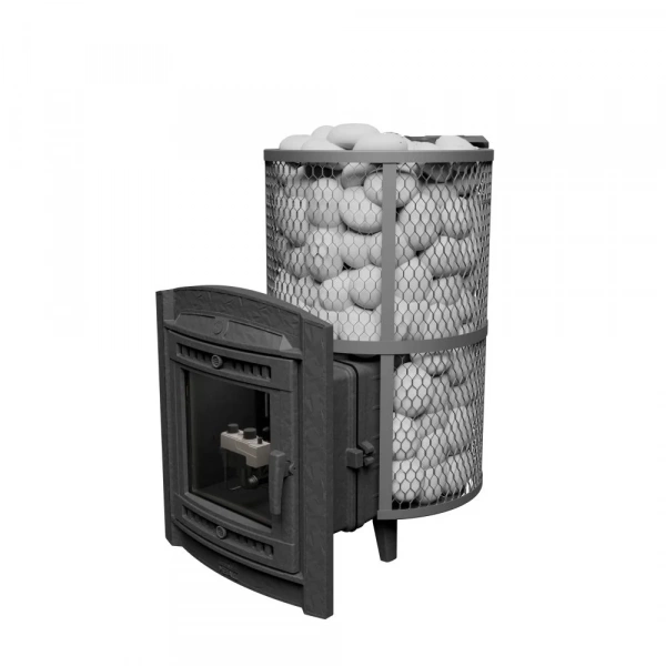 Печь чугунная "Атмосфера L" сетка нержавейка с газовой горелкой ПроМеталл