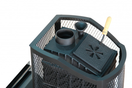 Печь банная чугунная АМУР-26 PRO со стеклом, с закрытой каменкой (Сибирь)