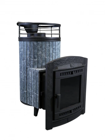 Печь чугунная "Атмосфера L" Талькохлорит ламель+сетка С ТОННЕЛЕМ ПроМеталл