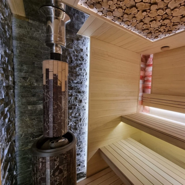 Печь чугунная "Атмосфера XL" в ламелях "Россо Леванто" ПроМеталл