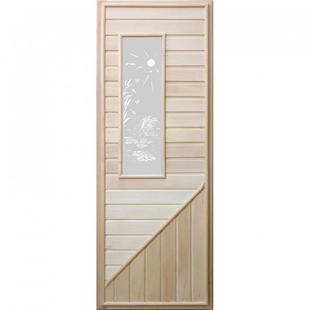 Дверь № 3 со стеклом (прямоугольник) 1850*750 мм, липа, Дорвуд