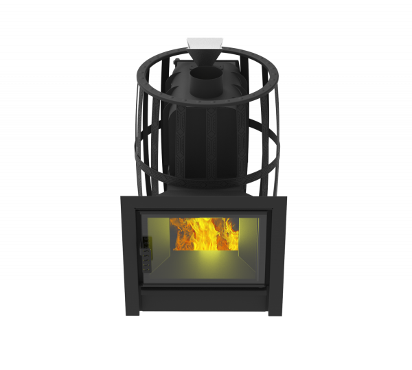 Чугунная печь для бани Воевода-Флагман 20, c закрытой каменкой, сетка