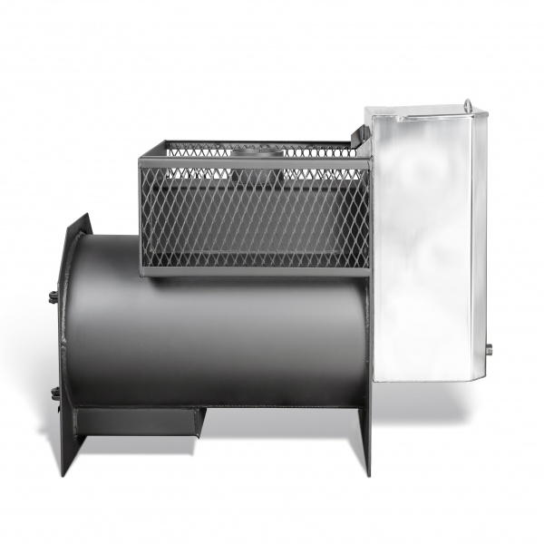 Печь банная из трубы, 6 мм Радуга 26 Б со стеклом - под навесной бак сзади (бак приобретается отдельно на 50 л)