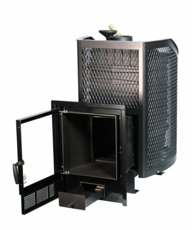 Печь банная чугунная АМУР-26 PRO со стеклом, с закрытой каменкой (Сибирь)