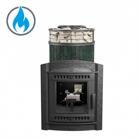 Печь чугунная "Атмосфера L" Верде Гватемала ламель+сетка с газовой горелкой ПроМеталл