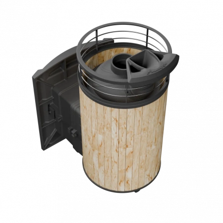 Печь чугунная "Атмосфера L" Окаменевшее дерево ламель+сетка с газовой горелкой ПроМеталл