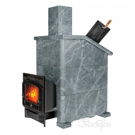 Печь для бани Сибирь 25 М ЗК, чугун + сталь, в облицовке талькомагнезит