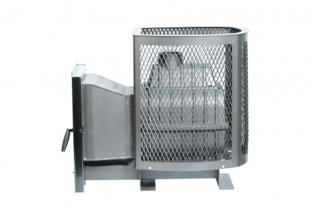 Печь для бани чугунная Сибирь 24 дверца со стеклом, сетка PRO