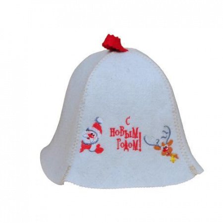 Шапка «С Новым годом! Дед мороз и олень» полушерсть