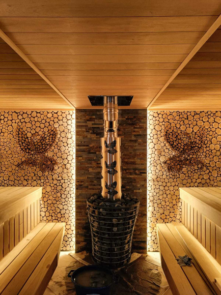 Печь чугунная банная "Атмосфера V" сетка нержавейка ПроМеталл