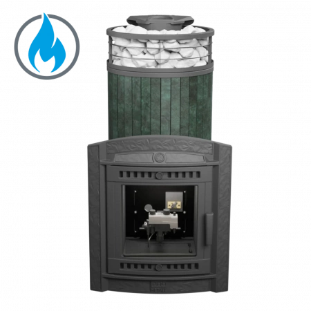 Печь чугунная "Атмосфера XL" Верде Гватемала ламель+сетка с газовой горелкой ПроМеталл