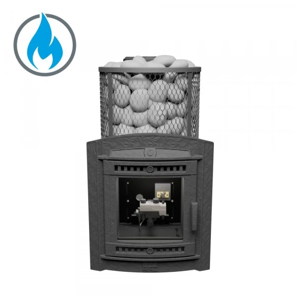 Печь чугунная "Атмосфера L" сетка нержавейка с газовой горелкой ПроМеталл