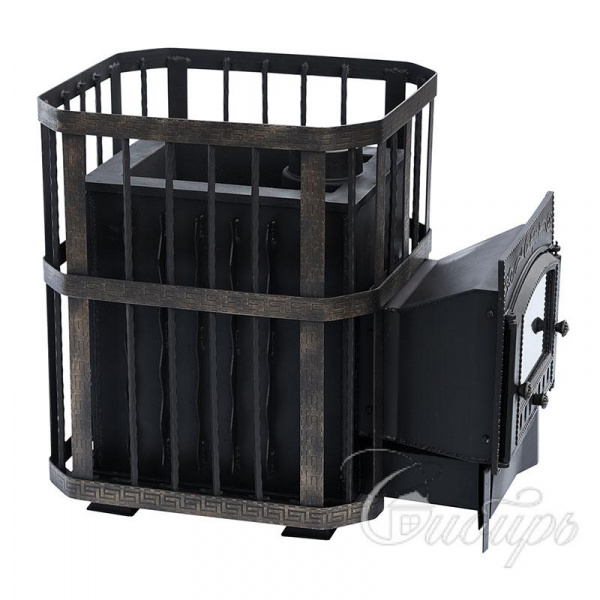 Печь для бани Сибирь 25 М, чугун + сталь, сетка