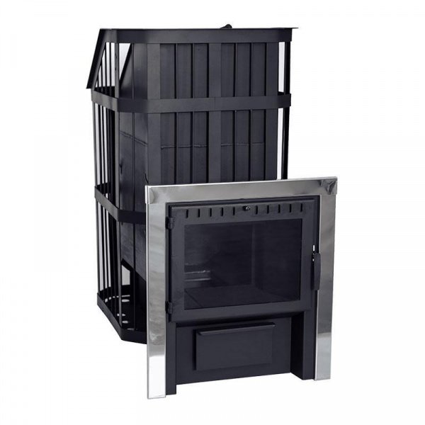 Печь для бани Сибирь с закрытой каменкой, со стеклом