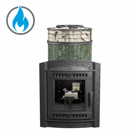 Печь чугунная "Атмосфера L" Змеевик ламель+сетка с газовой горелкой ПроМеталл