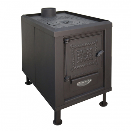 Отопительная печь Стокер "Садовая  ПО-150-ЧП" с плитой, Ермак