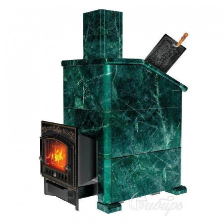 Печь для бани Сибирь 25 М ЗК, чугун + сталь, в облицовке змеевик