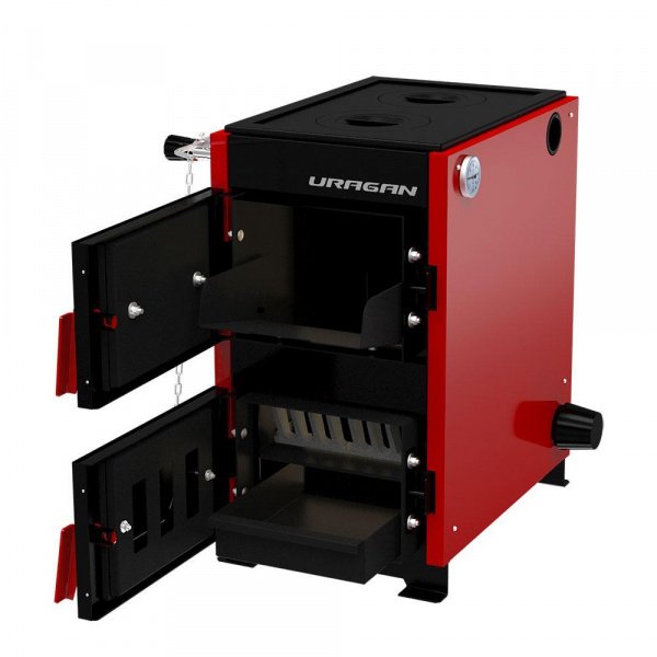 Котел твердотопливный Ураган 10 с плитой