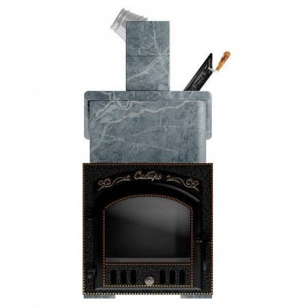 Печь для бани Сибирь 25 П ЗК, чугун + сталь, в облицовке талькомагнезит