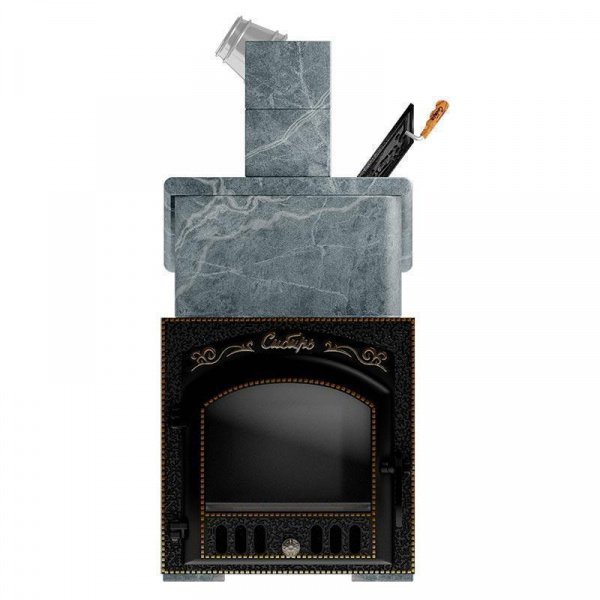 Печь для бани Сибирь 25 П ЗК, чугун + сталь, в облицовке талькомагнезит