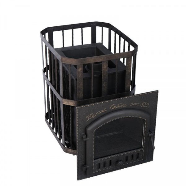 Печь для бани Сибирь 25 П, чугун + сталь, сетка