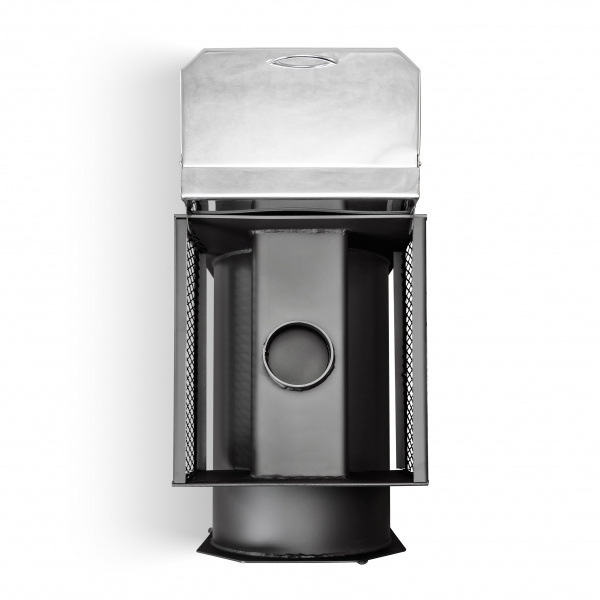 Печь банная из трубы, 6 мм Радуга 26 Б со стеклом - под навесной бак сзади (бак приобретается отдельно на 50 л)