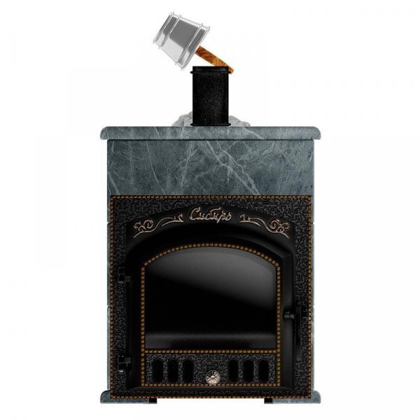 Печь для бани Сибирь 25 П, чугун + сталь, в облицовке талькомагнезит