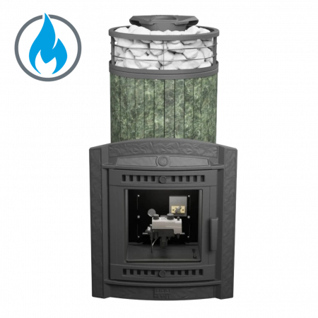 Печь чугунная "Атмосфера XL" Змеевик ламель+сетка с газовой горелкой ПроМеталл